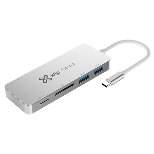 [KCR-500] Hub Klip Xtreme HubPoint USB Tipo-C 2-Puertos USB 3.0 Plateado
