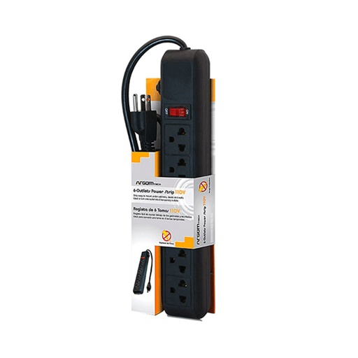 [ARG-AC-0252BK] Regleta Argom ARG-AC-0252BK 6 Tomas 110V Negro