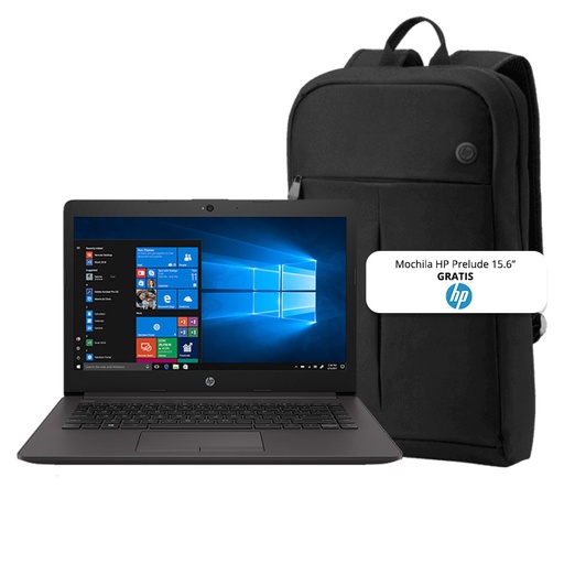 [161D8LT#ABM] Laptop HP 245 G7 14" Ryzen 3 3250U 4GB RAM 1TB HDD W10 Home Negra Teclado Español + Mochila HP Prelude Gratis